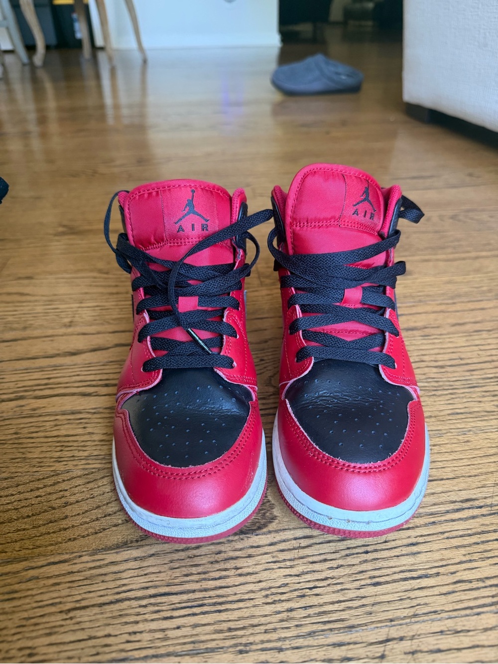Jordan Kids Red and Black High-Top Sneakers